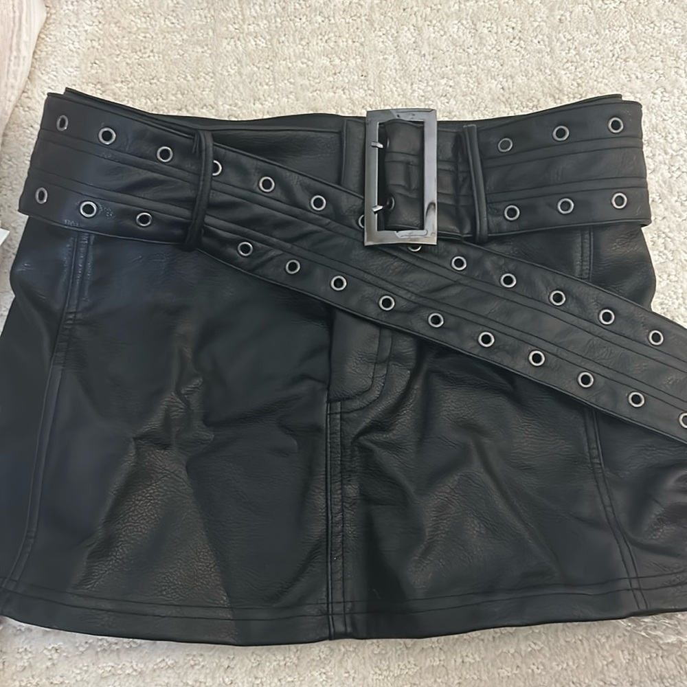 Princess Polly belted leather skirt